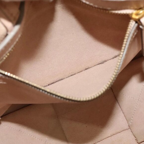 CELINE Vertical Cavas Hand Bag Leather 2way Pink Gold Auth sw418 - Picture 14 of 16